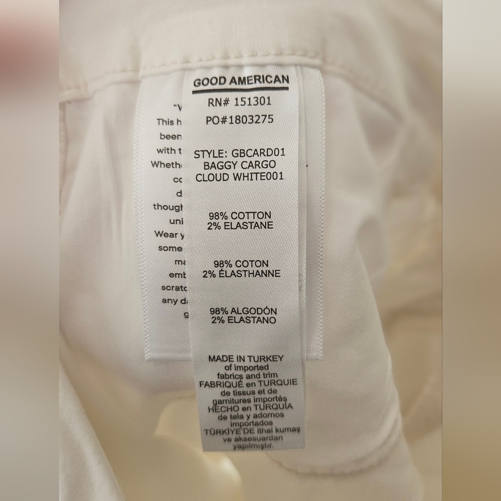 NWT Good American Womens Baggy Cargo Pants- White- Size 8 - Picture 14 of 15